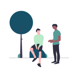 Two people chatting