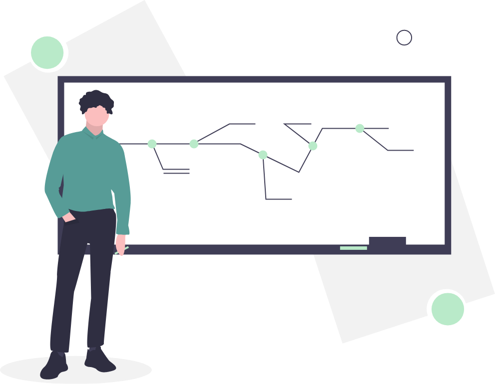 Person standing in front of workshop material