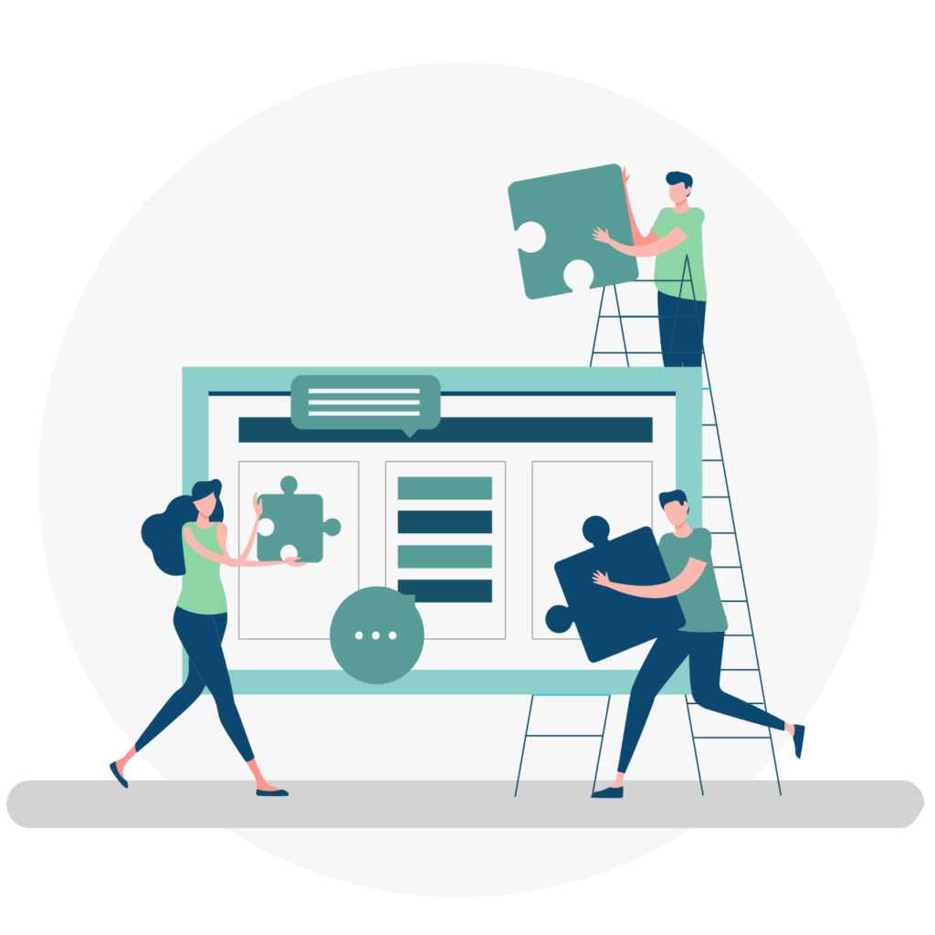 People working together to build something